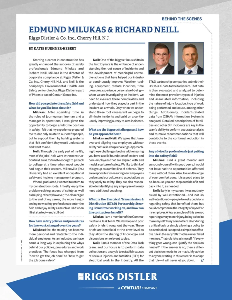 Riggs Distler Safety Professionals Published In Electrical Contractor Magazine
