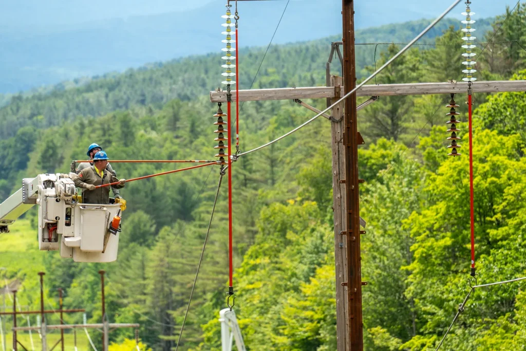 electric infrastructure workers at work